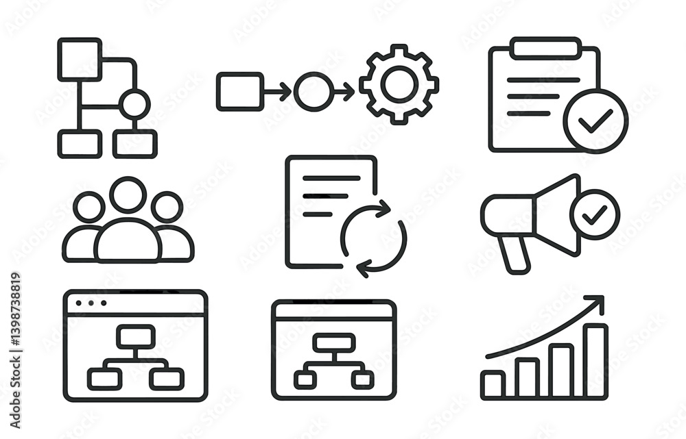 Poster set of icons for a computer screen