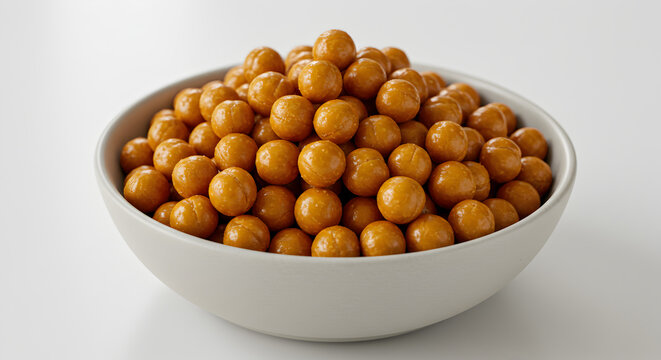 Golden Brown Roasted Chickpeas In a Ceramic Bowl Still Life