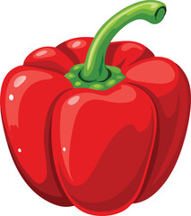 Brightly Lit Red Bell Pepper with Green Stem for Recipes