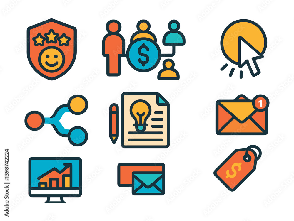 Poster set of icons for a computer program