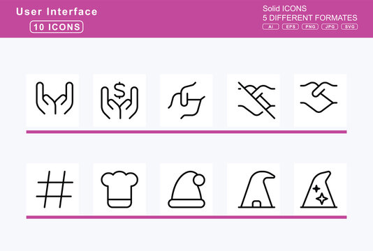 Set of 5 thin user interface icons, envelope, open, text, icon, flat, vector, plus, envelopes, equality, eraser, escalator, euro, exchange, -2
