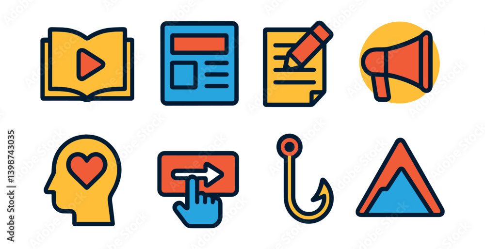 Poster set of icons for a computer program