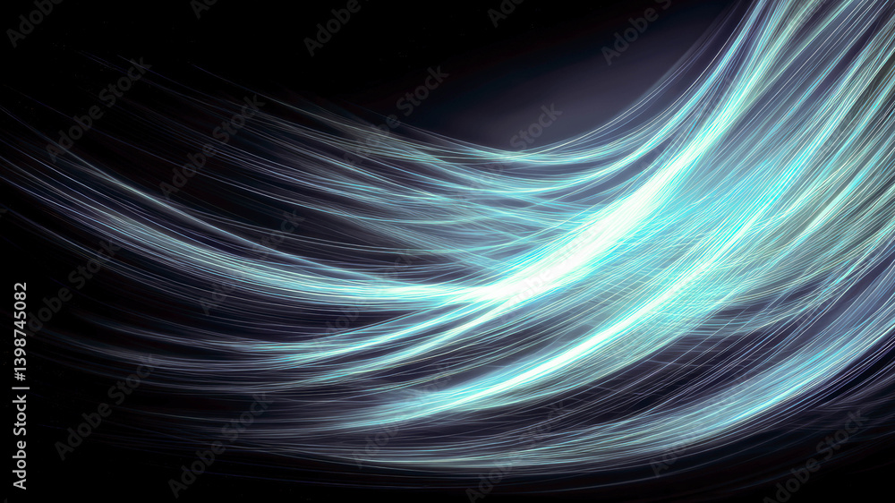 Poster vibrant energy waves illuminate the dark space with a spectral glow in the digital realm