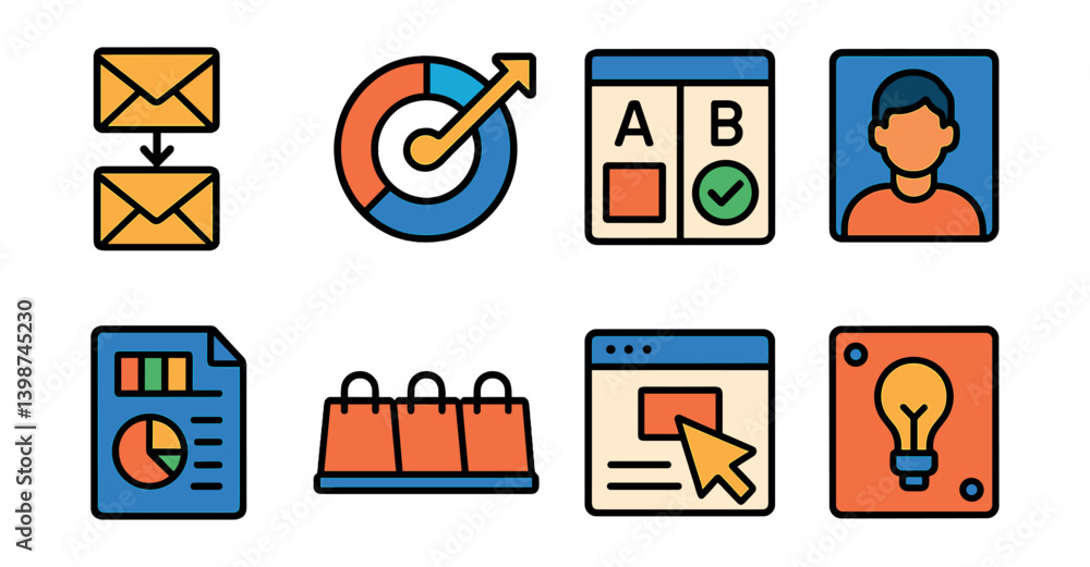 Poster set of icons for a computer program
