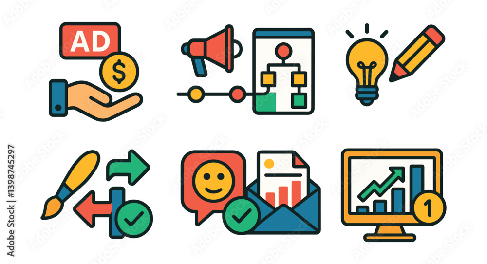Poster set of icons for a computer program