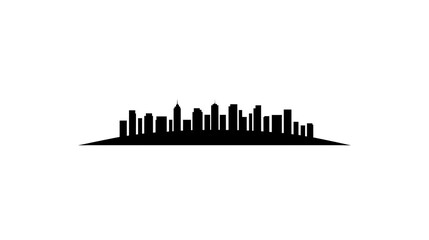 Obraz premium The simple silhouette depicts a modern city skyline at dusk