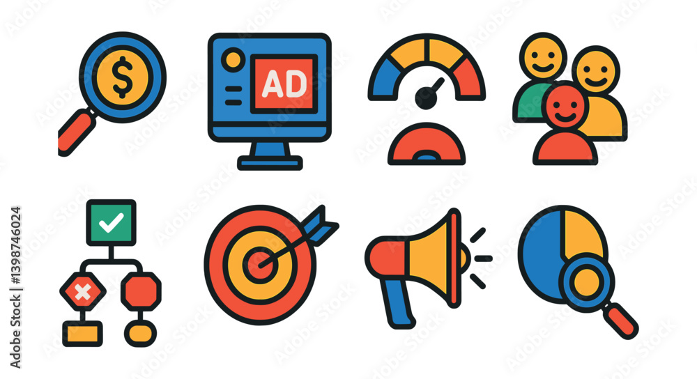 Poster set of icons for a computer program