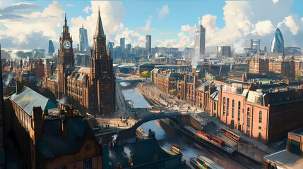 Obraz premium Manchester (uk). Solar-Forged. Illustration