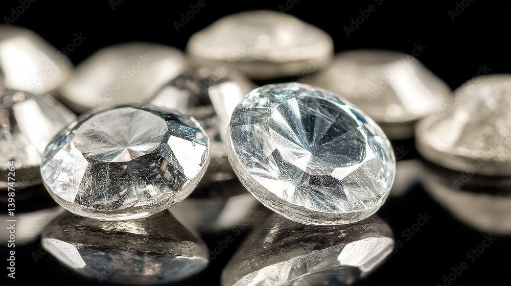 Poster sparkling gems glisten under soft light revealing intricate facets and brilliance