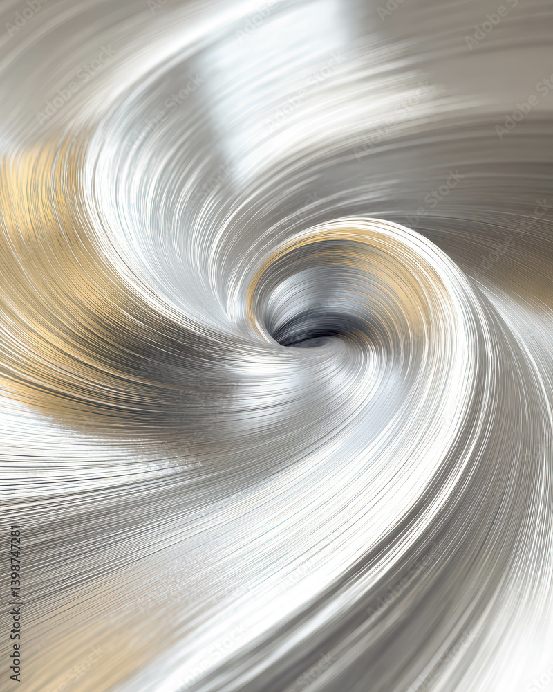 Aufkleber Swirling silver patterns create captivating visual textures in a metallic vortex design