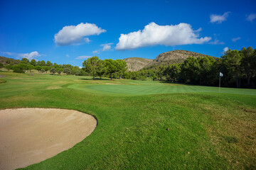 playing golf, Alcanada Golf Club course, Alcudia, Mediterranean, Mallorca, Balearic Islands, Spain