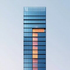 Fototapeta premium a sleek Highrise featuring integrated digital signage on its minimalist facade isolated on a plain background a modern skyscraper 