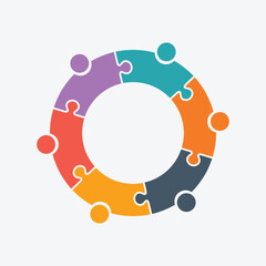 Colorful Circular Puzzle Team Connection Diversity Collaboration Success Icon
