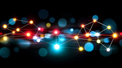 A network of connected glowing lights across a dark background