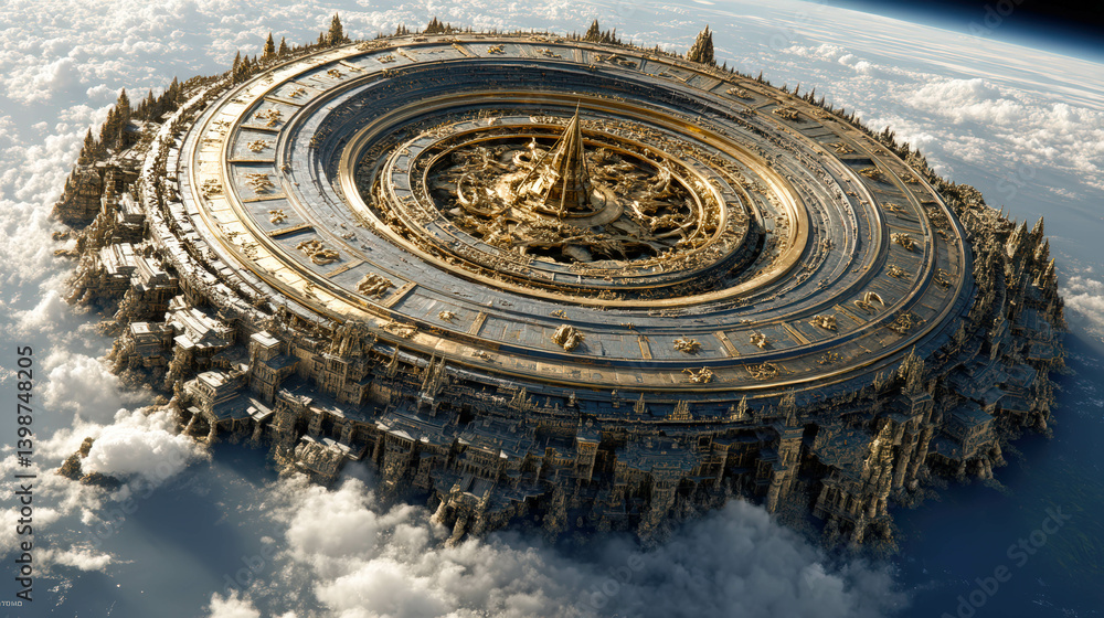 Aufkleber mysterious celestial structure reveals time warp and the influence of stars in an apocalyptic realm