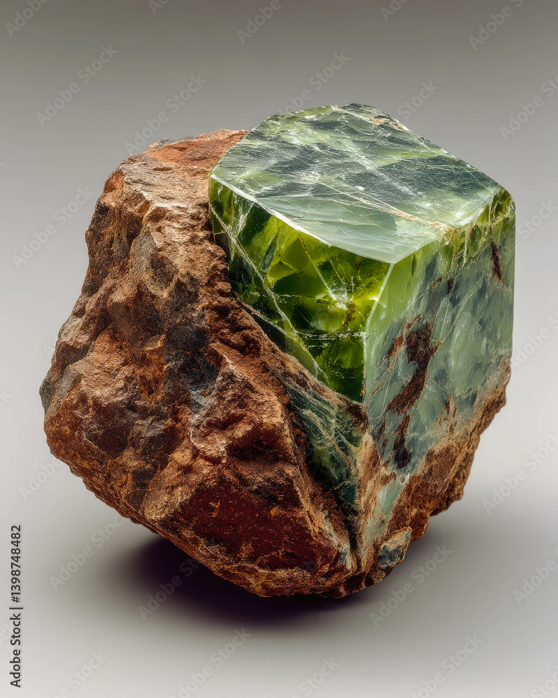 Poster unworked jade block revealing natures artistry through intricate patterns and vibrant colors