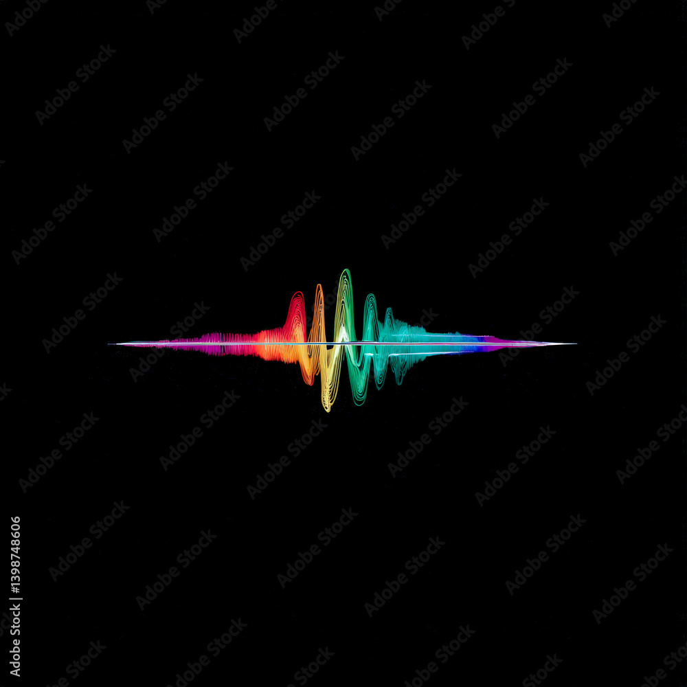 Poster colorful waveform analyzer showcasing sound frequencies in an experimental digital design