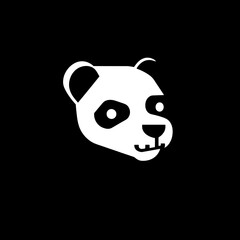 Unique minimalist panda logo with bold contrast for modern branding and design applications in various industries