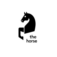 Minimalist logo design showcasing a stylized horse silhouette integrated into an abstract shape with clear typography