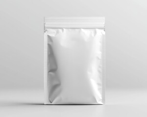 Clean and minimalist coffee pouch mockup in white color, ideal for showcasing custom designs and branding for coffee products