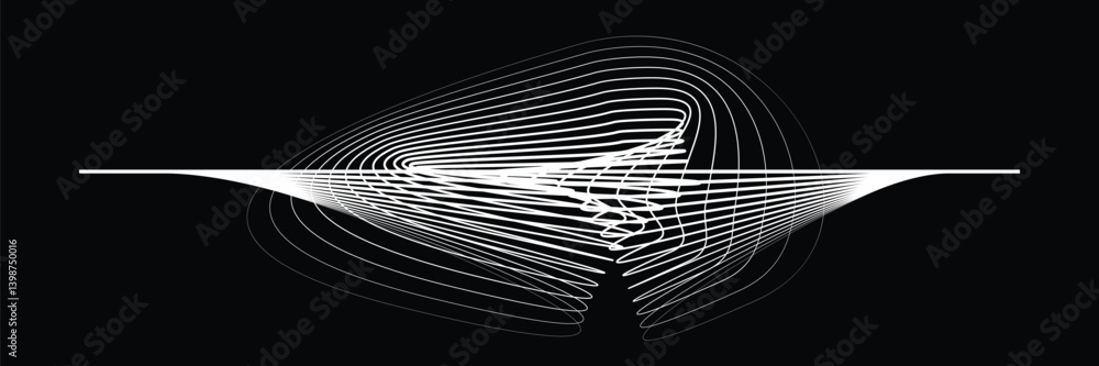 Poster digital sound equalizer . audio signal frequency signal . abstract flow linear fluid wavy shape . ac