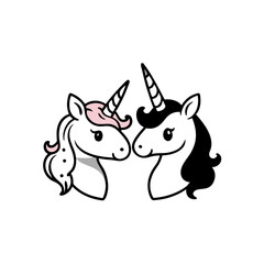 unicorn gently kissing another