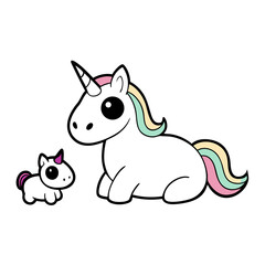 cute baby unicorn with big unicorn
