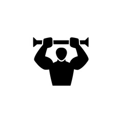 Minimalist logo design featuring a stylized figure lifting a barbell in a simple black and white aesthetic