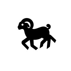 Obraz premium Minimalistic logo design featuring a black silhouette of a ram in motion