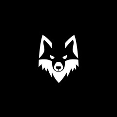 Fototapeta premium Minimalistic black and white wolf logo design featuring sharp lines and a fierce expression