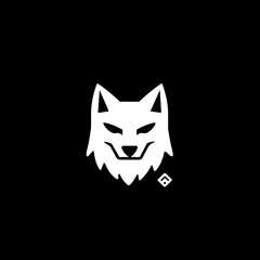 Obraz premium Minimalist logo featuring a stylized wolf head designed for impact and brand identity in a modern aesthetic
