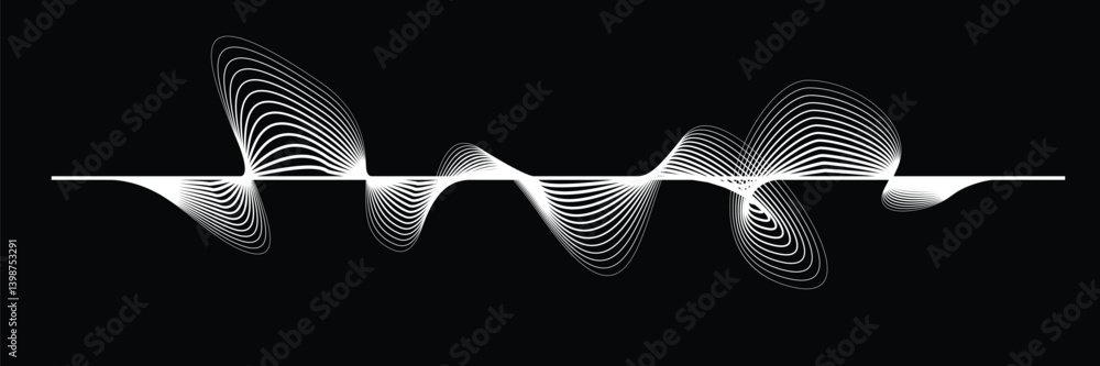 Poster digital sound equalizer . audio signal frequency signal . abstract flow linear fluid wavy shape . ac