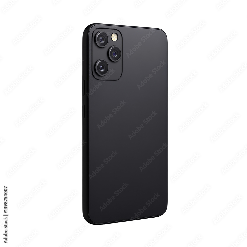 Poster sleek black smartphone with triple camera system and modern design for everyday use