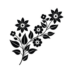 Graceful Floral Corner Silhouette  Black Botanical Vector for Elegant Designs