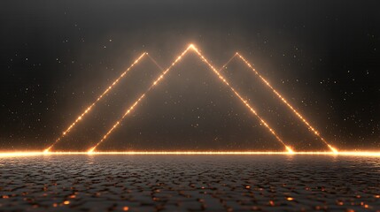 Bright glowing lines form geometrical shapes in a dark space