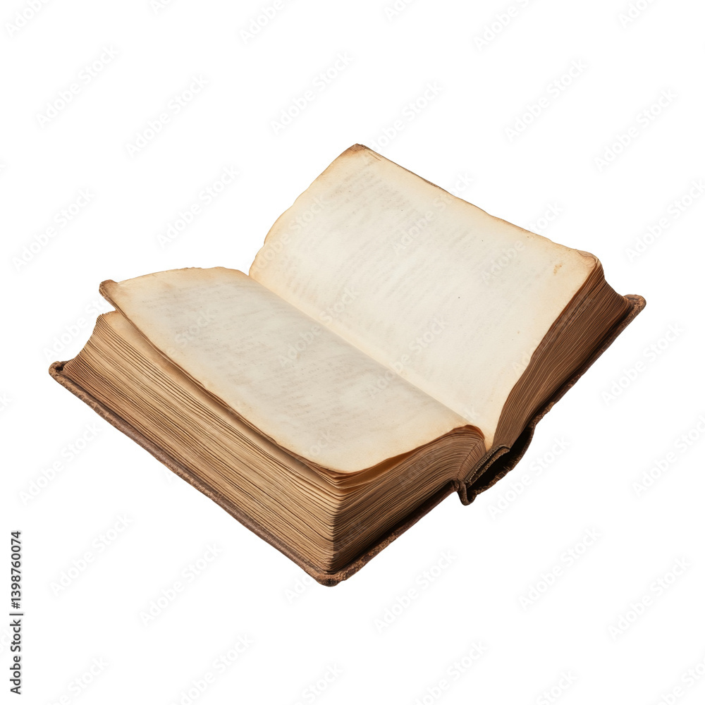 Aufkleber ancient book with aged pages open showing text from historical times
