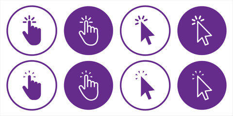 Mouse click cursor set. Hand Cursor. Click icon. Mouse pointer set. Arrow cursor. Vector illustration. EPS 10