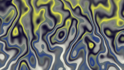 Abstract Fluid Art With Yellow And Blue Organic Waves