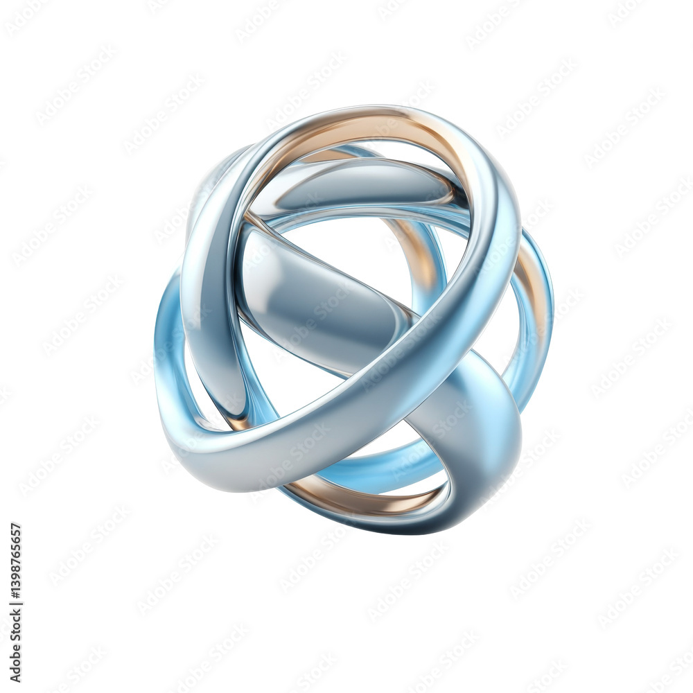 Poster metallic ribbon loop design with intertwined silver and gold bands