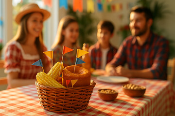 Festa Junina Celebration with Traditional Food, Family and Friends