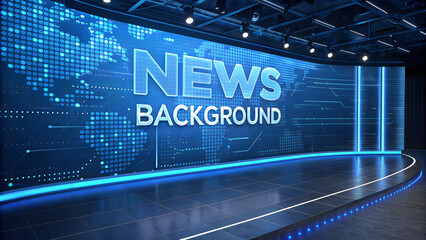 Background news studio Blue digital code on a screen represents internet security technology