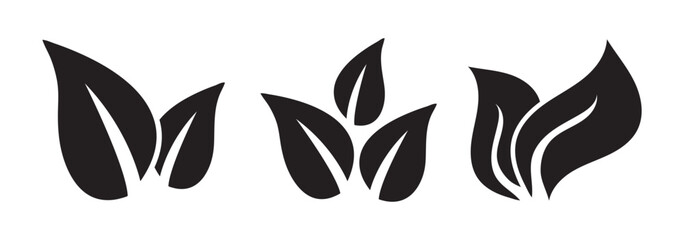 Leaves vector icon set, leaf herb green simple graphic pictogram illustration isolated cut out image, small branch shape silhouette as eco or organic element symbol clip art label. EPS 10