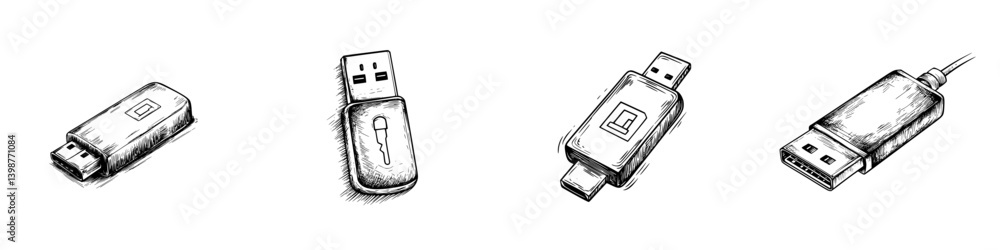 Poster various usb flash drives and connectors displayed on a clean background showcasing diverse designs a