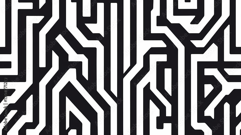 Wall mural abstract black and white geometric lines background pattern texture design template modern digital a
