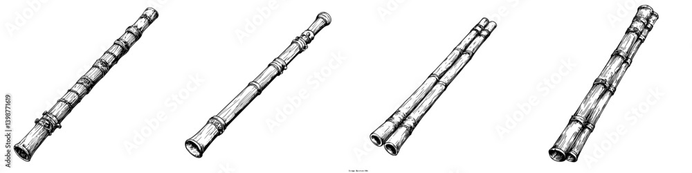 Poster different types of flutes displayed on a plain background for artistic evaluation and comparison of 