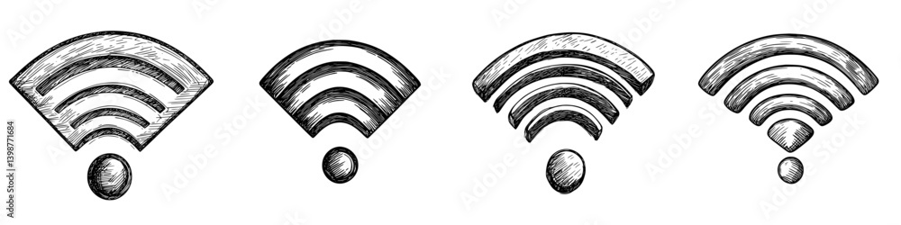 Poster different levels of wireless signal strength indicated by various icons on a digital interface for n