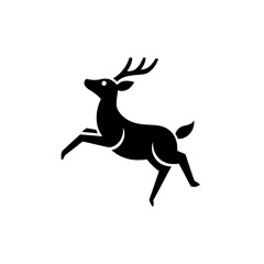 Obraz premium Minimalistic vector design of a black deer icon showcasing dynamic movement in a stylish approach
