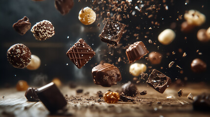 Indulging in the delightful dance of chocolate confections in a timeless moment of sweet indulgence