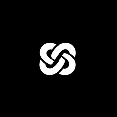 Fototapeta premium Minimalist logo design with intertwined shapes in black and white vector style reflecting modern branding aesthetics