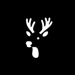 Obraz premium Minimalistic black and white logo featuring a stylized deer head design with antlers